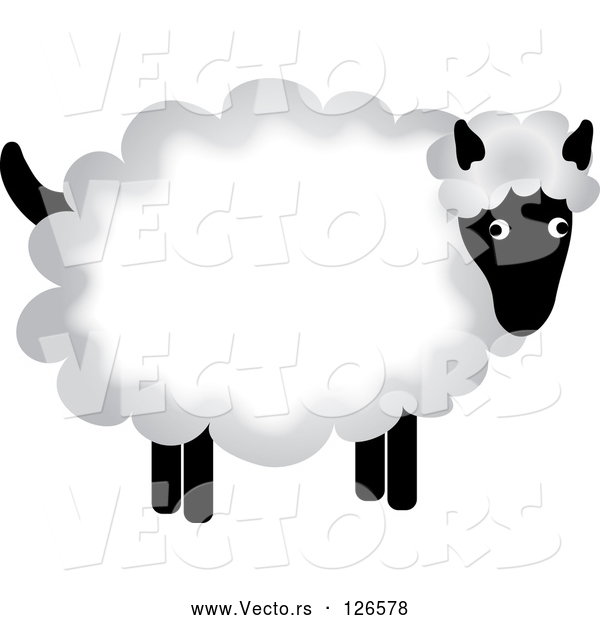 Vector of Fluffy Sheep with Thick Wool