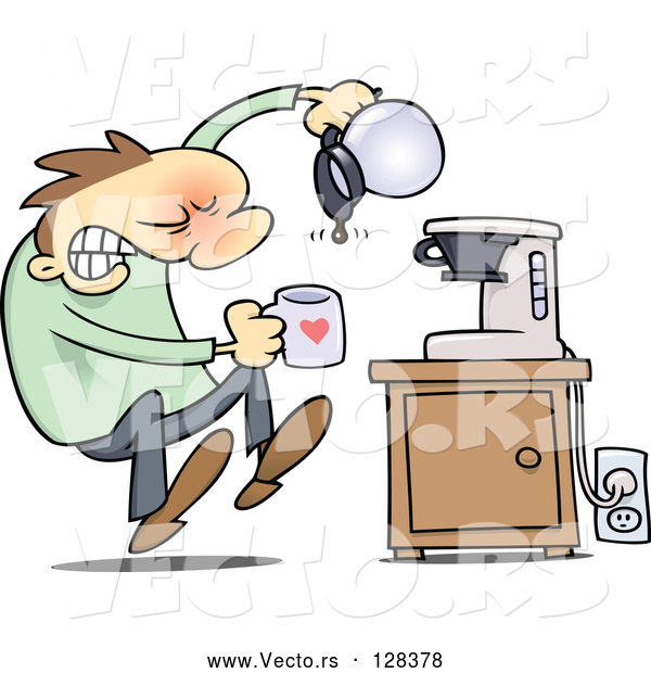 Vector of Flustered Guy Discovering That the Coffee Pot Is Empty
