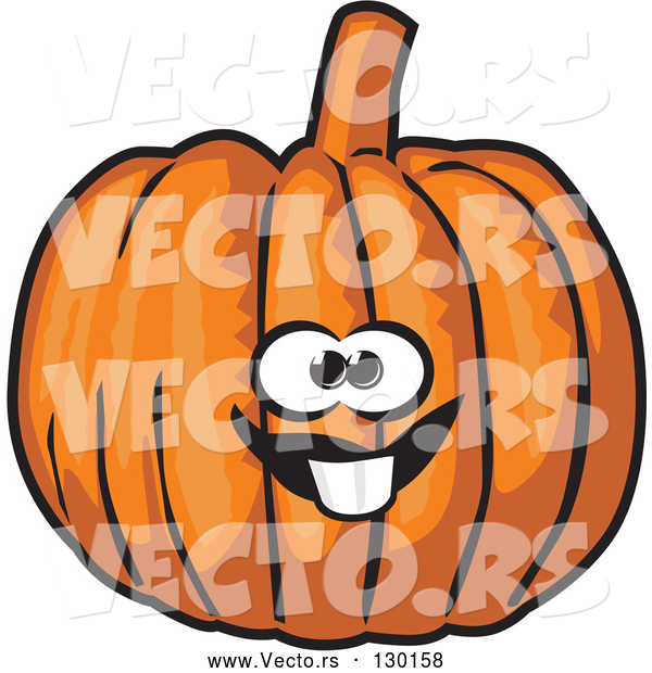 Vector of Friendly Buck Toothed Orange Pumpkin Character