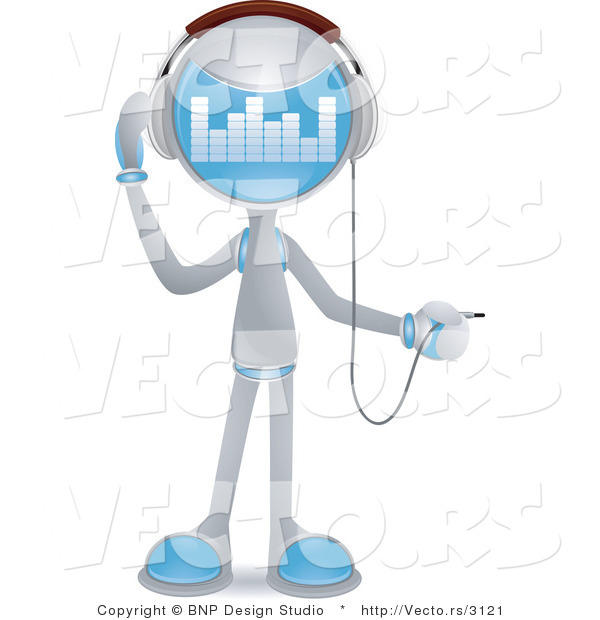 Vector of Futuristic Character Plugging in Headphones
