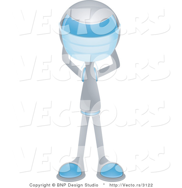 Vector of Futuristic Character Surgeon Putting on a Mask