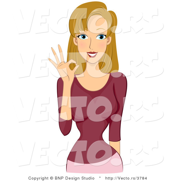 Vector of Girl Gesturing the OK Sign