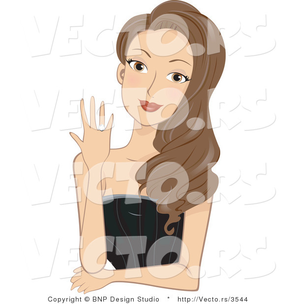 Vector of Girl Showing Her Engagement Ring