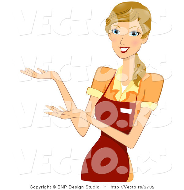 Vector of Girl Wearing Apron, Presenting Stance
