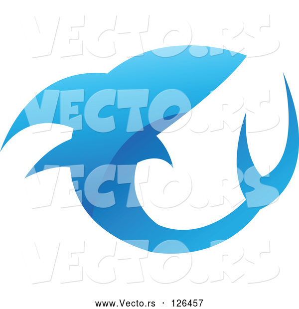Vector of Glossy Blue Shark Icon Logo