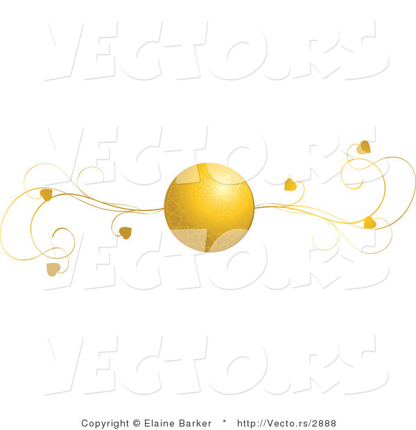 Vector of Gold Heart Ball and Vines - Web Header Flourish Design Element