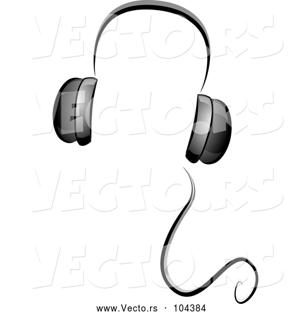 Vector of Grayscale Whimsical Music Headphones