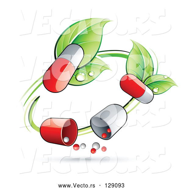 Vector of Green Circle Vine with Pill Capsules