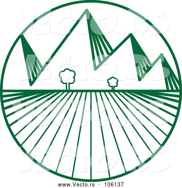 Vector of Green Crops and Mountains Logo Design