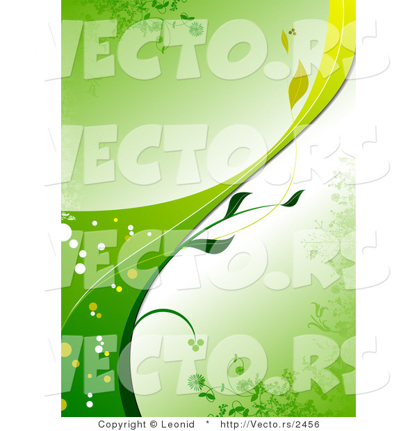 Vector of Green Organic Vine Background with the Stem Curving Upwards