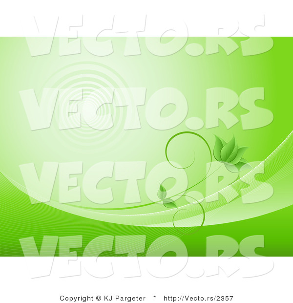 Vector of Green Vine Growing Along Waves with Water Ripples in the Background