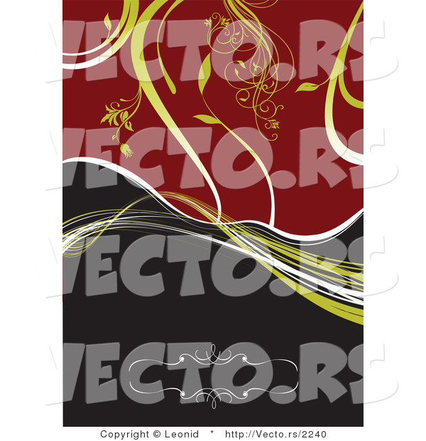 Vector of Green Vines over Red and Black Background