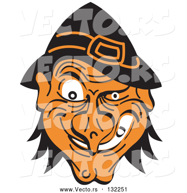 Vector of Grinning Halloween Witch