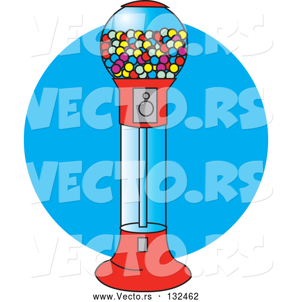 Vector of Gumball Vending Machine Full of Colorful Balls of Chewing Gum