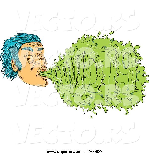 Vector of Guy Coughing Covid 19 Grime Art