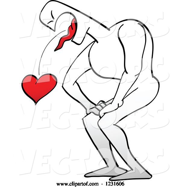 Vector of Guy Coughing or Vomiting up a Heart