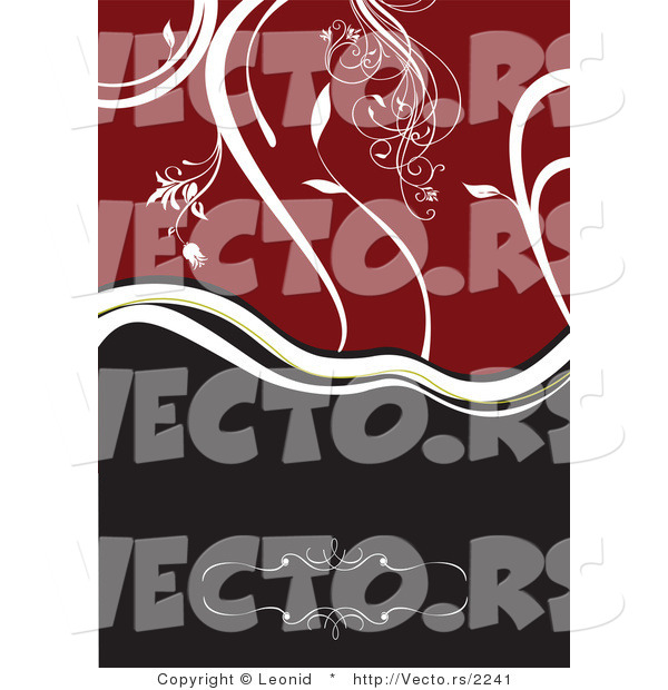 Vector of Half White Vines over Red and Half Black Background Design