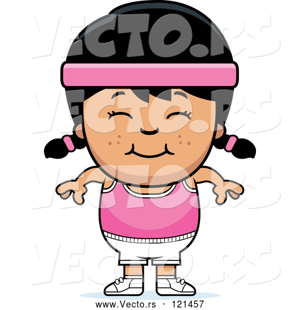 Vector of Happy Asian Fitness Gym Girl