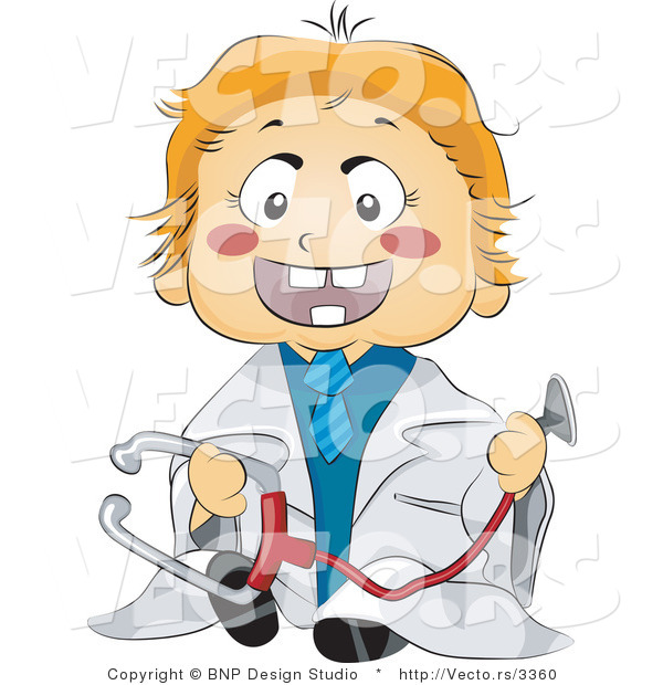Vector of Happy Baby Doctor Holding a Stethoscope