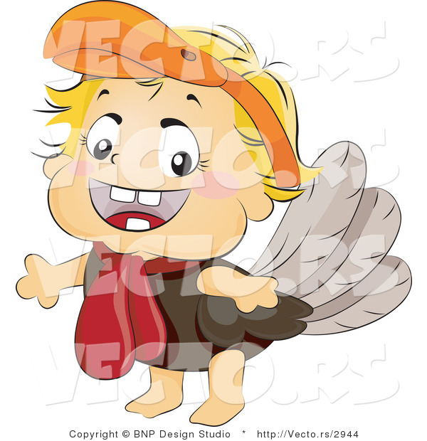 Vector of Happy Baby in a Turkey Costume
