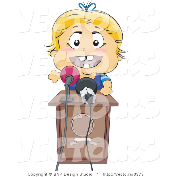 Vector of Happy Baby Speaking at a Podium