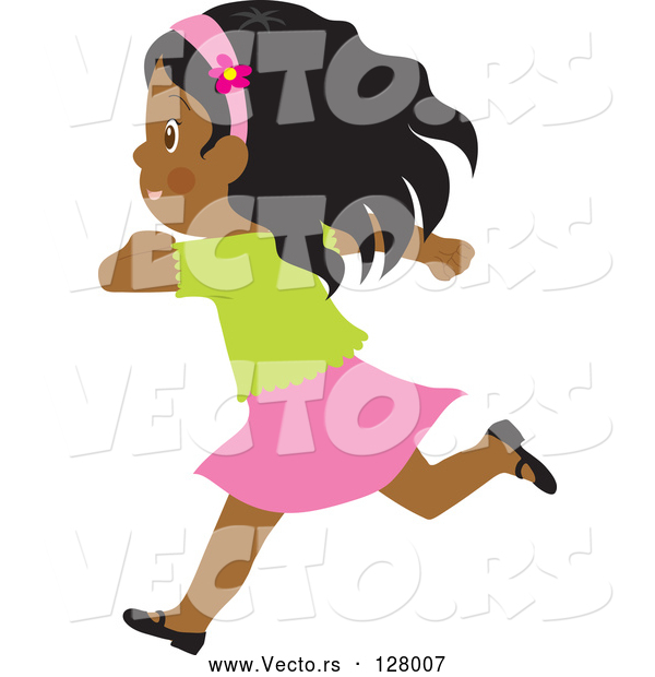 Vector of Happy Black Girl Running