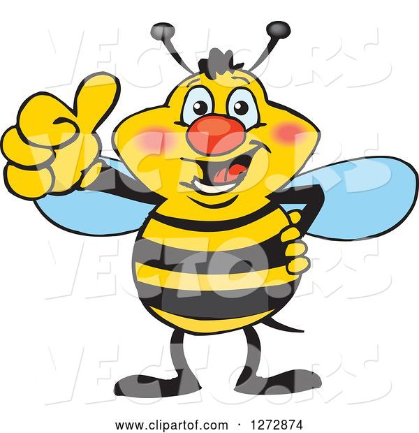 Vector of Happy Cartoon Bee Giving a Thumb up
