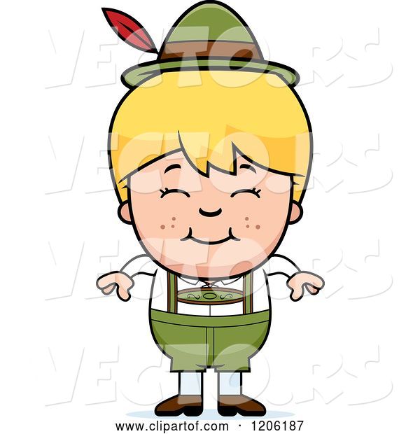 Vector of Happy Cartoon Blond Oktoberfest German Boy