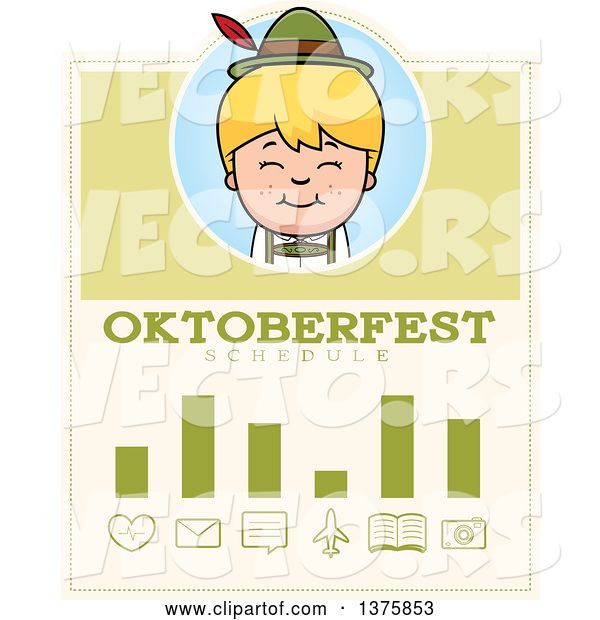 Vector of Happy Cartoon Blond Oktoberfest German Boy Schedule Design