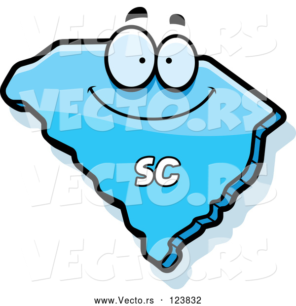 Vector of Happy Cartoon Blue South Carolina State Character