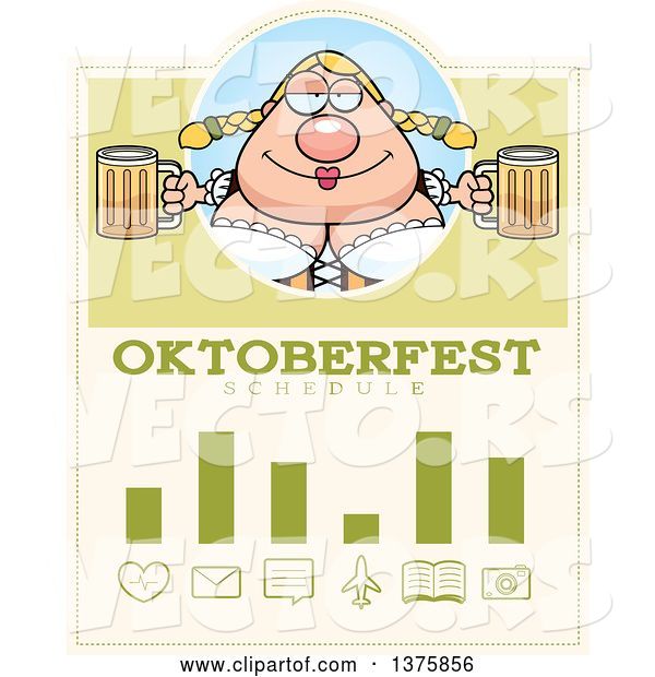 Vector of Happy Cartoon Oktoberfest German Lady Schedule Design