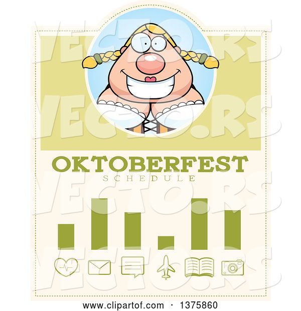 Vector of Happy Cartoon Oktoberfest German Lady Schedule Design