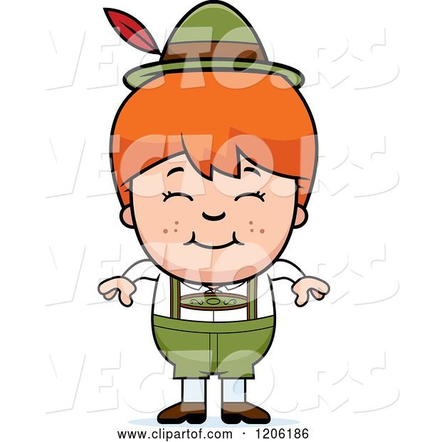 Vector of Happy Cartoon Red Haired Oktoberfest German Boy