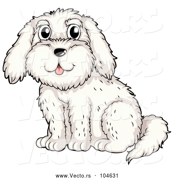 Vector of Happy Cartoon White Dog Sitting