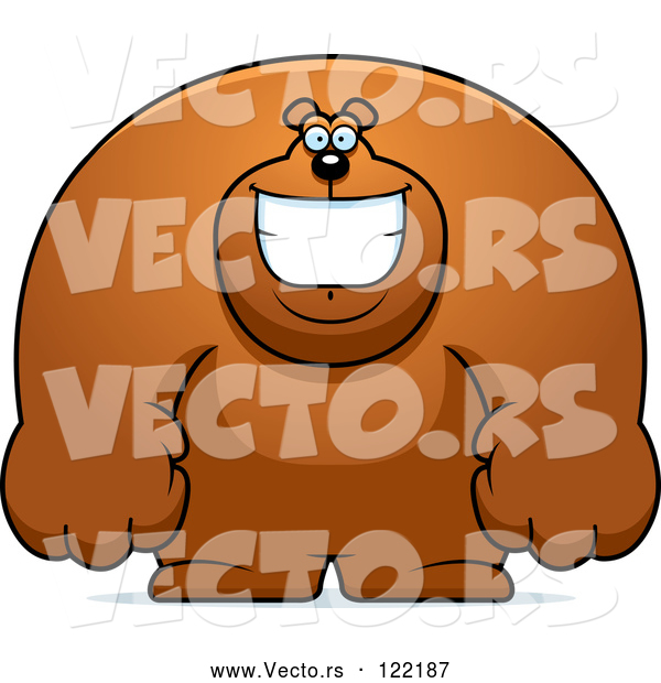 Vector of Happy CartoonBuff Bear Smiling