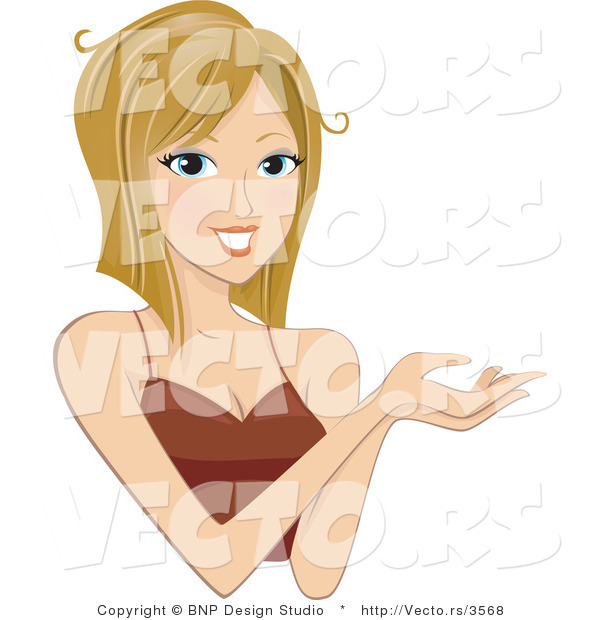 Vector of Happy Girl Holding out Her Hands