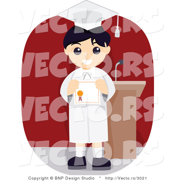 Vector of Happy Graduate Holding His Diploma