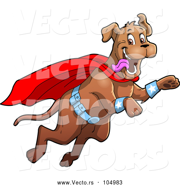 Vector of Happy Super Dog Flying to the Rescue