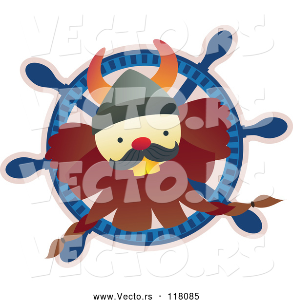 Vector of Happy Viking Guy in a Ships Helm