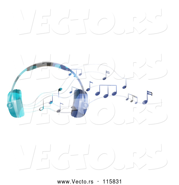 Vector of Headphones and Music Notes