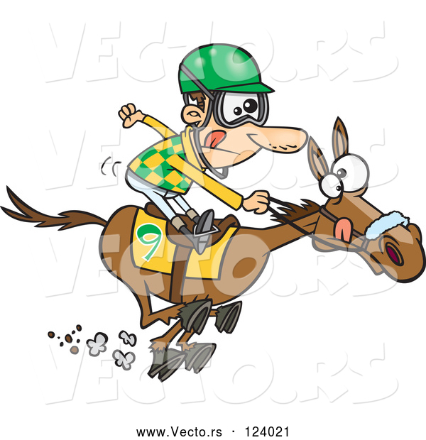 Vector of Jockey Guy Racing a Horse