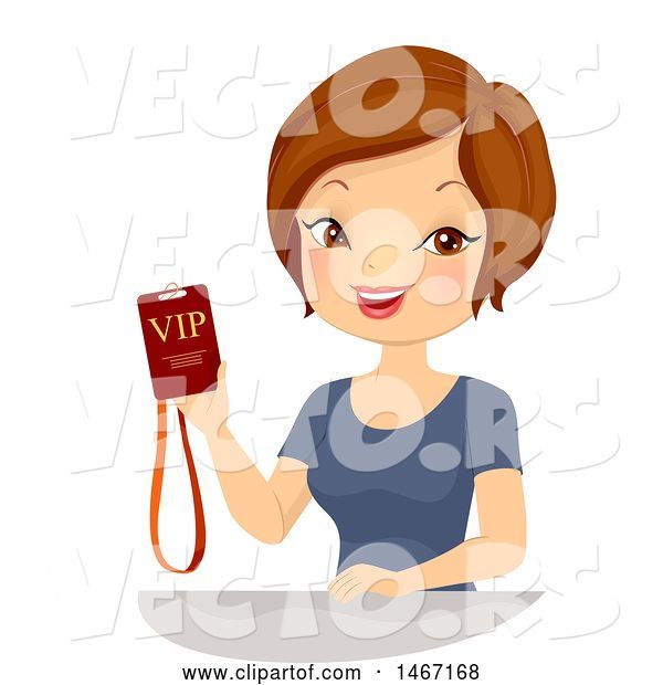 Vector of Lady Holding a Vip Event Pass