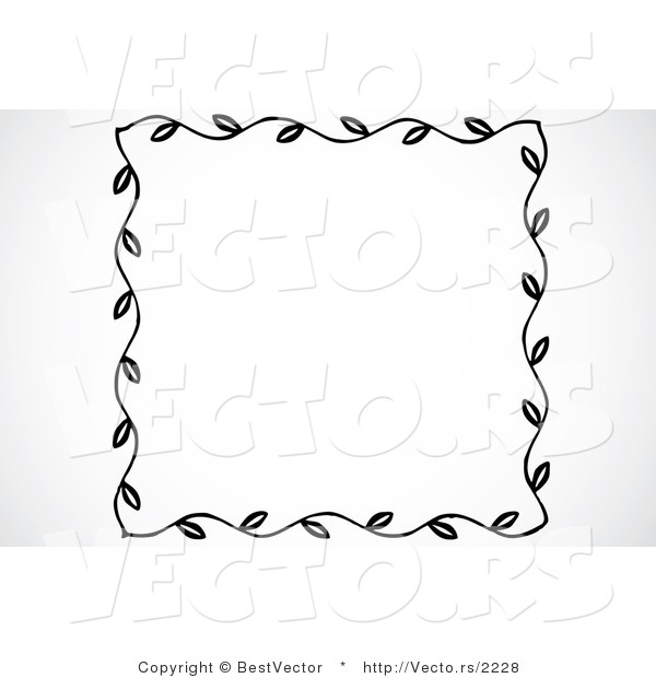 Vector of Leaf Border Frame - Black and White Web Design Element