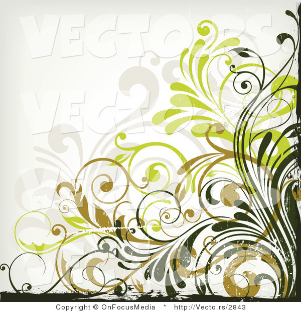 Vector of Leafy Floral Vines Background Design Version 8