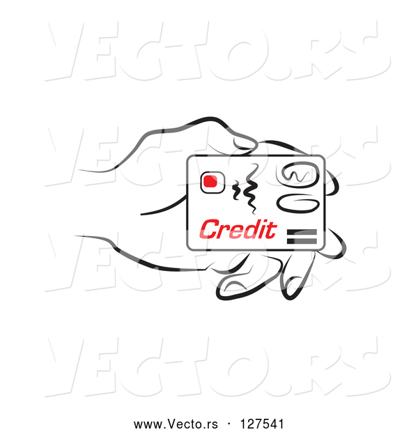 Vector of Line Drawn Hand Holding a Credit Card