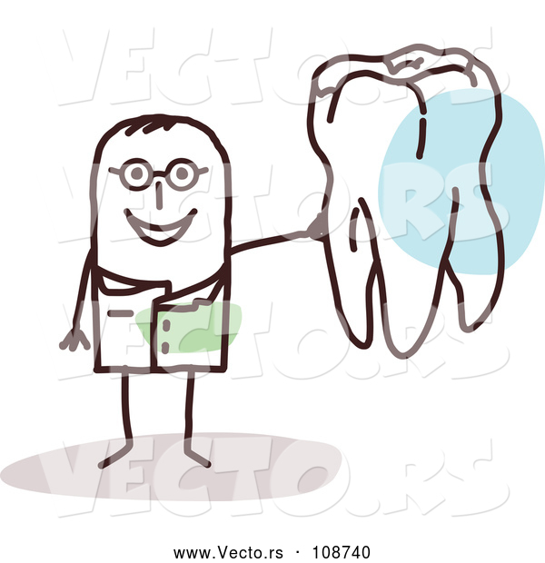 Vector of Male Stick Dentist Holding a Tooth
