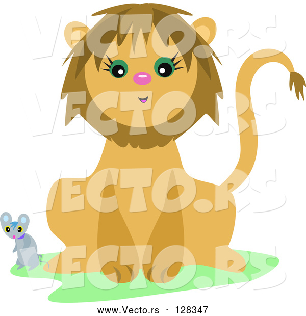 Vector of Mouse and a Friendly Lion