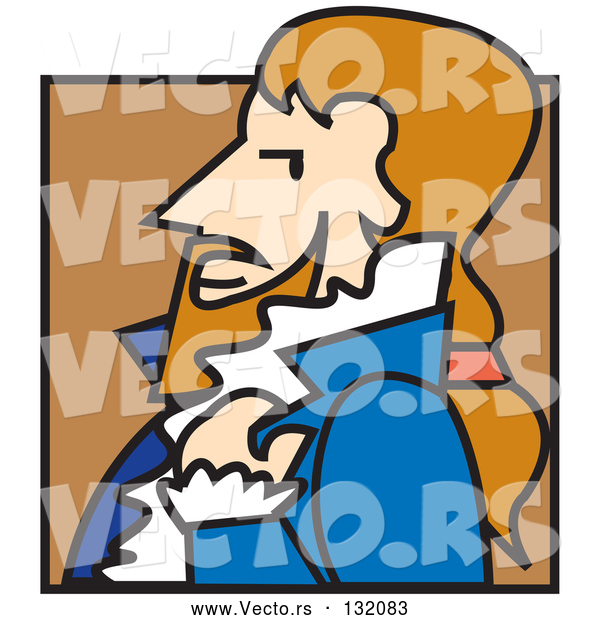 Vector of Nobleman with Long Brown Hair Standing in Profile