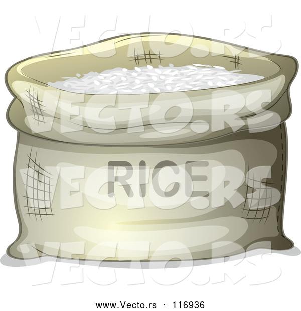 Vector of Open Sack of Rice