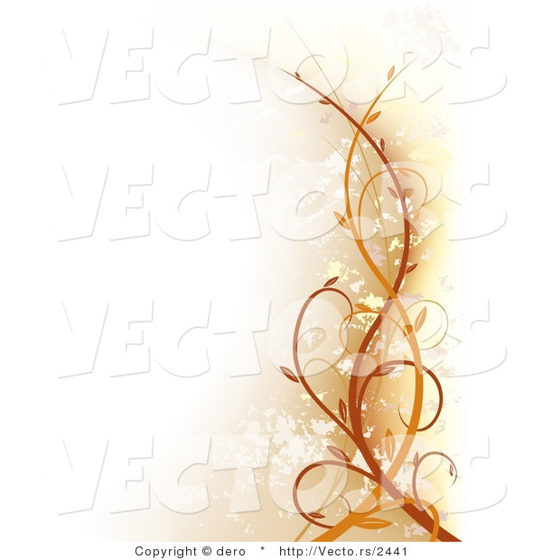Vector of Orange and White Background with Vines and Grunge